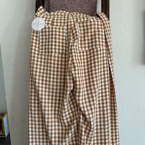 Petal and Pup Gingham Pants Womens 6 Cream and Tan Wide Leg Trouser